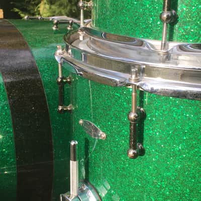 C&C Custom Drums Green Glass Glitter USA Order Made Drum Set Rock Kit CC Cardwell & Cardwell CC Maple Shells 12/14/22 image 4