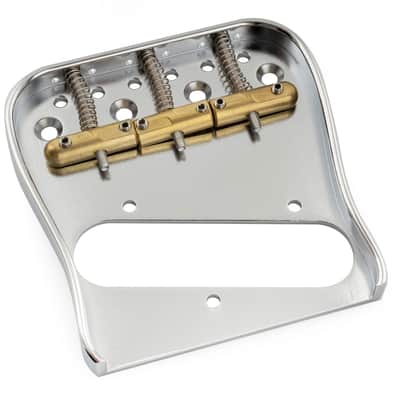 Brio Telecaster Guitar Bridge โ 54mm Brass Plate, 3 Compensated Saddles โ Top-Load & String-Through, Curved Vintage Style image 4