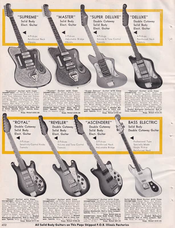 ORIGINAL 1965 Eko & Teisco Guitar Catalog Page image 1