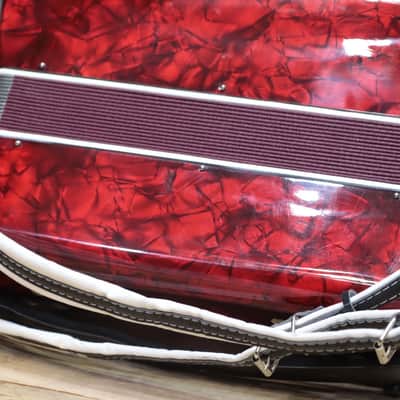 Milan Accordion 72-Bass 34-Key 5-Treble Switch Red Piano Accordion w/Case image 20