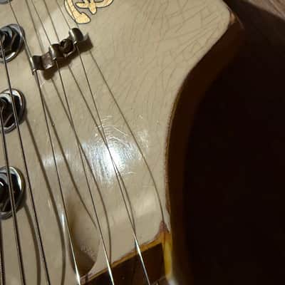 Big River “Jazzcaster” • Aged Vintage White over Met.Copper Nitro • Aged Maple/Rosewood/Binding/Blocks/Matching Headstock • A5P90 image 13