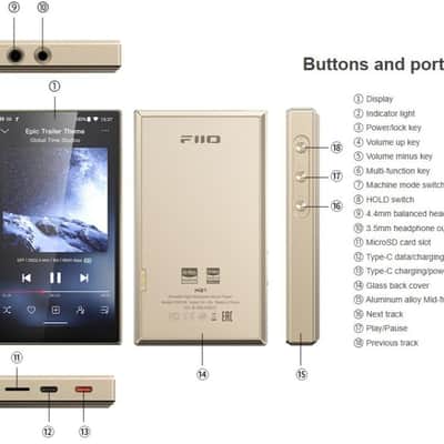 FiiO M21 Android 13 Portable Music Player MP3 Snapdragon 680 4* CS43198 DAC Chips Hi-Res Audio DSD Bluetooth LDAC (Titanium Gold) image 3