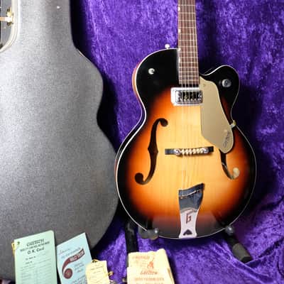 Rare Condition Gretsch 6124 Single Anniversary 1963 Shaded Golden Electric Guitar Hollowbody Sunburst Case Candy OHSC image 1