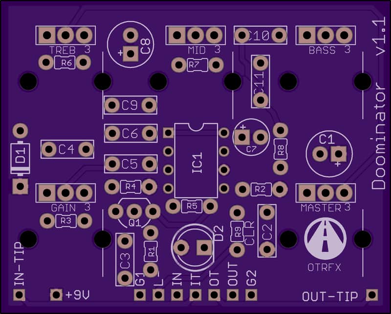 DOOMINATOR PCB - Build your own Distortus Maximus distortion pedal! image 1