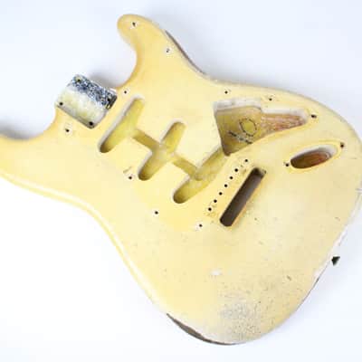 RARE 1963 Vintage Fender Stratocaster BODY 4-Bolt Refinished White/Blonde (Original Sunburst Finish) Strat USA 1960s L-Series Pre-CBS image 8