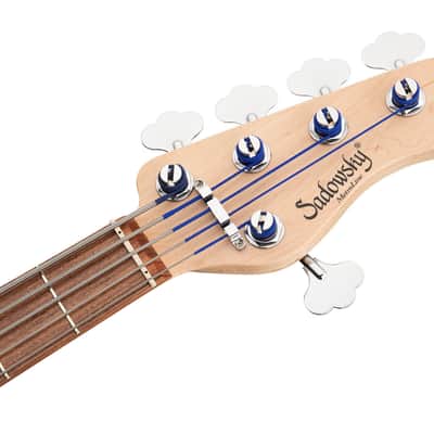Sadowsky MetroLine 21-Fret Vintage PJ Bass 5 String, Red Alder Body, Bora Blueburst Transparent Satin image 7