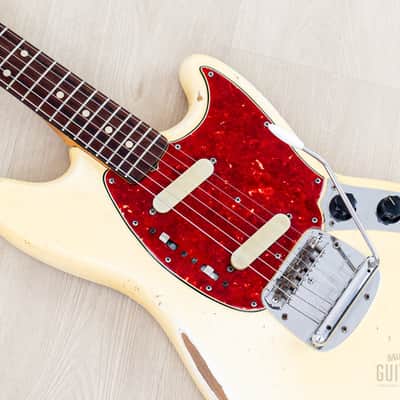 1965 Fender Mustang Vintage Offset Guitar Olympic White w/ Case image 7