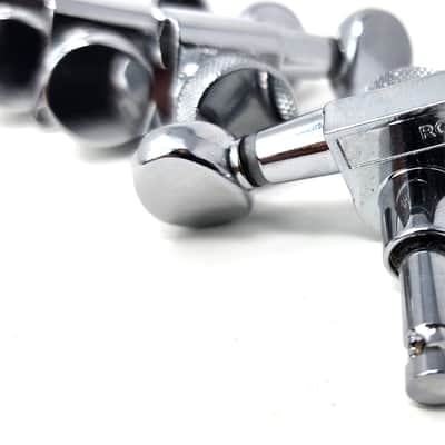Carparelli 6-IN-LINE Electric Locking Machine Heads Tuners Classic Button Chrome image 4