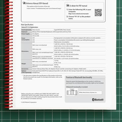 Roland FP-10 — 3 in 1 Owners Manual User Instructions — 40 Pages — USA Made