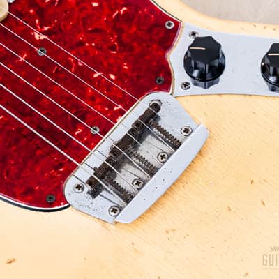 1966 Fender Musicmaster Offset Vintage Guitar Olympic White, Slab Brazilian Board w/ Case image 8