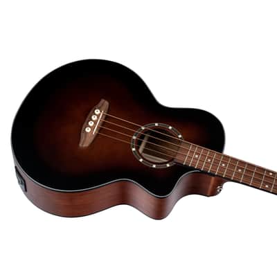 Ortega D7CE-BFT-4 Deep Series 7 Spruce Top Mahogany Neck Medium Scale 4-String Acoustic-Electric Bass Guitar image 9
