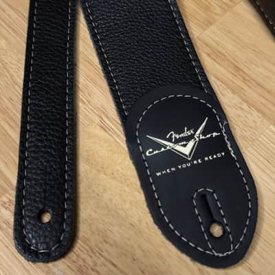 Fender Custom Shop Guitar Bass Strap Black Leather image 2