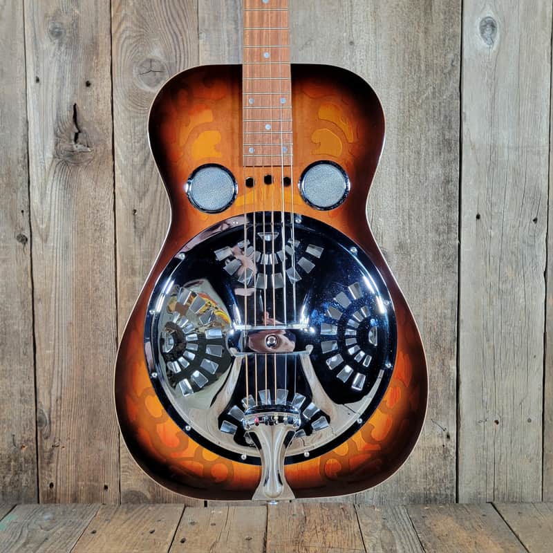 Dobro Model 66B Squareneck Resonator 1985 Sandblasted Birch With Case - Sunburst sandblasted French Scroll design image 1