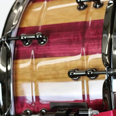 HHG 14x7 Cherry And Purple Heart Stave Snare, High Gloss Lacquer image 6