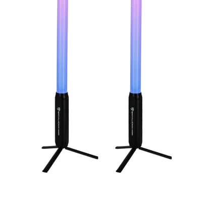 Rockville 2x ROCK SABER White Wireless DMX DJ Battery Tube Lights+Stands+Bag image 14