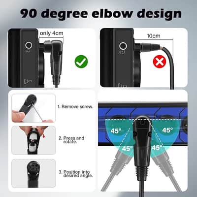 Right-Angle XLR Male to Straight XLR Female Microphone Cable 50 Ft, Adjustable 90 Degree Pro Balanced Shielded 3 Pin DMX Patch Cord for Studio Audio&DJ Stage Live Recording&Speaker System image 4