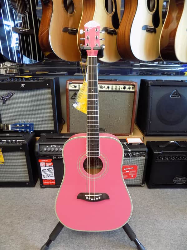 Oscar Schmidt OG1-P 3/4 Size Student Dreadnought Pink image 1