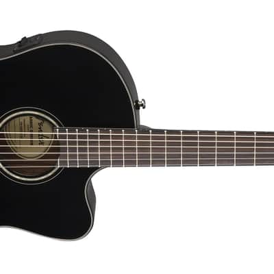 Fender CN-140SCE Nylon Thinline Acoustic Electric Guitar. Walnut FB, Black w/case image 2