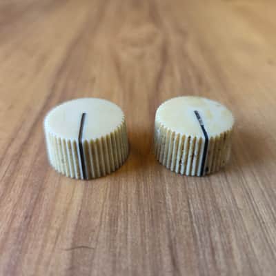 Pair of Vintage Early 1960's Fender White Amplifier Knobs! Rare, Original Parts! image 2