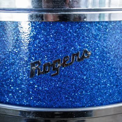 Rogers 5" x 14" 1960's Luxor Blue Sparkle Snare Drum image 6