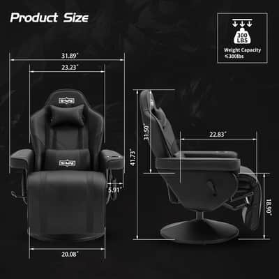 Music Studio Recliner Chair with Lumbar Support, Headrest & Cup Holder – 360° Swivel Producer Seat with Footrest, Adjustable Backrest, PU Leather Finish image 5