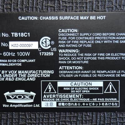 Vox TB18C1 – “Bruno” Electric Guitar Amplifier – Used - Black Tolex image 6