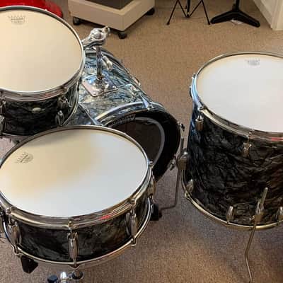 Slingerland 4 pc early 1970s Drum Set - Black Diamond Pearl image 3