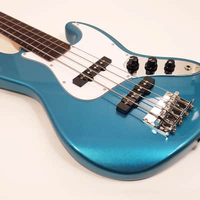 SX Ursa 2 JR RN LPB Blue Fretless Short Scale Bass Guitar image 3