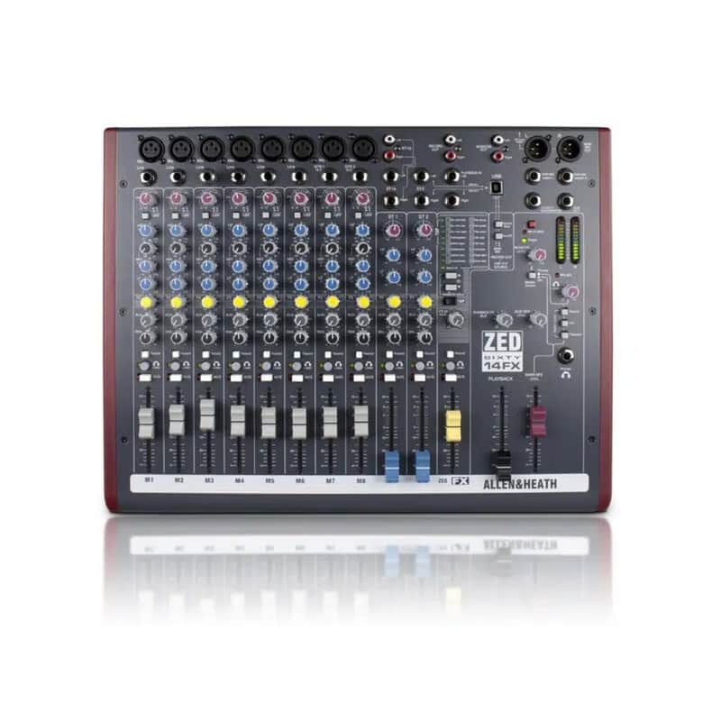 Allen & Heath ZED-60/14FX Compact Portable 8 Mic Line 2 Stereo Input 60 mm Fader FX Mixer image 1