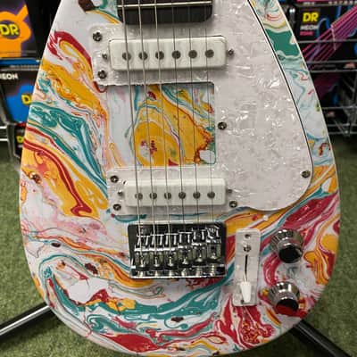 Vox Mini Mk III travel guitar teardrop shape in marble /white finish image 9