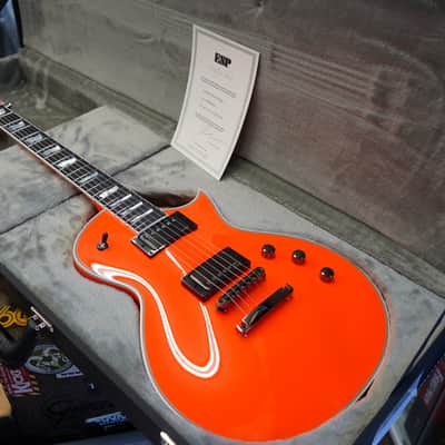 ESP CUSTOM SHOP Eclipse CTM - Ebony Neon Orange 6-String Electric Guitar w/ Case image 3