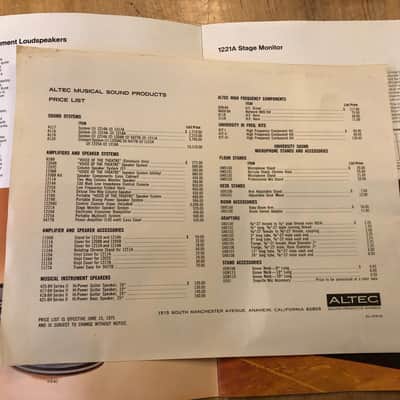 Vintage Altec Musical Sound Equipment Product Guide image 5