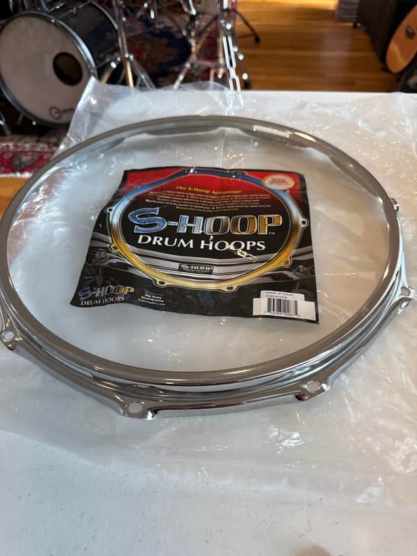 S-HOOP drum hoops 14” 10lug bottom hoop 2024 - Chrome image 1