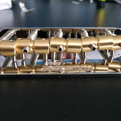 Wilkinson Chrome Bass Tailpiece, 5 Barrel style brass saddles image 3