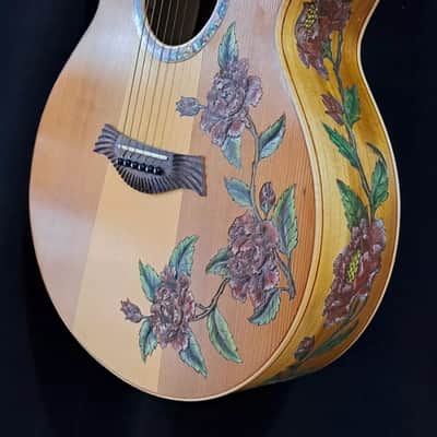 Blueberry Handmade Grand Concert Acoustic Guitar Floral Motif image 18