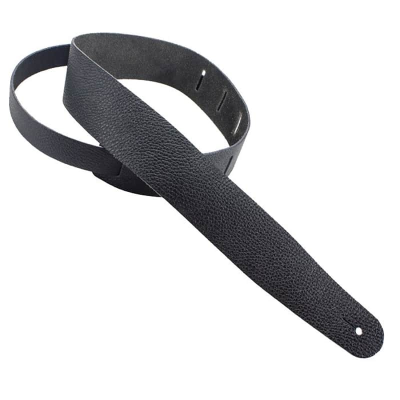 Guitar Straps USA GSU-BL-BLK 2" Black Leather Guitar Strap image 1