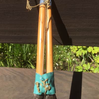 No Name Zumare Albanian Double Folk Clarinet With Cow Horn Double Bells 1970's - 80's - Natural Bamboo, Reed, Cow / Bull Horns and Vinyl Binding image 4