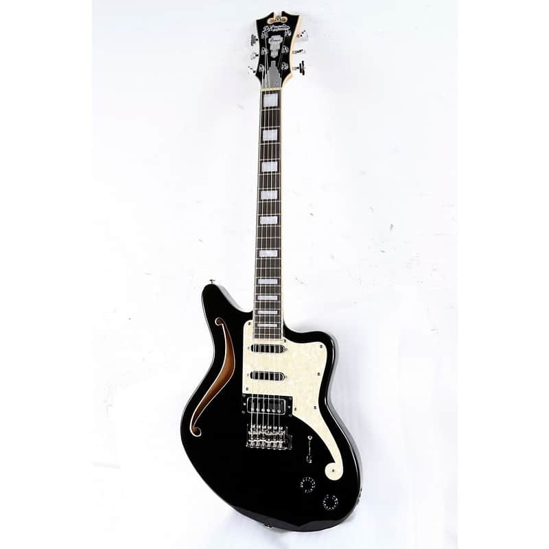 D'Angelico Premier Series Bedford SH Limited-Edition Electric Guitar with Tremolo Regular Black Flake image 1