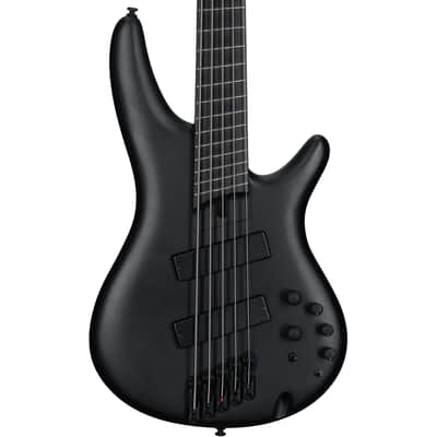 Ibanez SRMS625EX Iron Label 5-String Multi-Scale Bass w/ Bartolini Pickups - Black Flat image 1