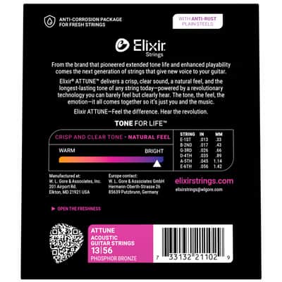 21102 Attune Phosphor Bronze Acoustic Medium 13-56 Elixir image 3