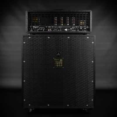 2007 Bogner Ecstasy 101B Top with Bogner Custom Shop 412ST Cab - Black Triskele with Sal N Pepper Front | USA Boutique 3-Channel 100/50-Watt EL34 Tube Guitar Half Stack Amp Head Box with Class A/AB Switch image 8