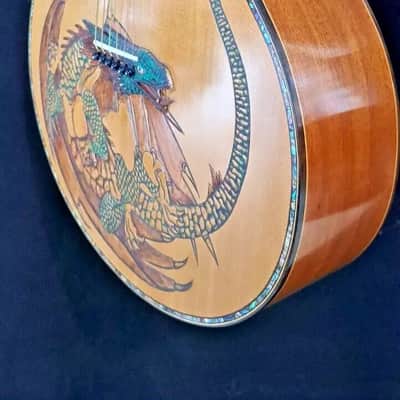 Blueberry Handmade Double Cutaway Grand Concert Acoutic Guitar Dragon Motif image 14