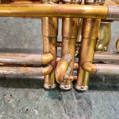 SVintage Soviet Bb Trumpet “Pompovaya Truba” No. 3461 — Moscow Musical Instrument Factory — 1970s — Brass & Silver Finish with Original Velvet Case image 16