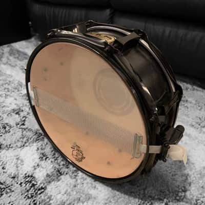 Pork Pie 5x12 inch Maple Snare in Transparent Black Finish & Black Chrome Hardware (2004) image 14