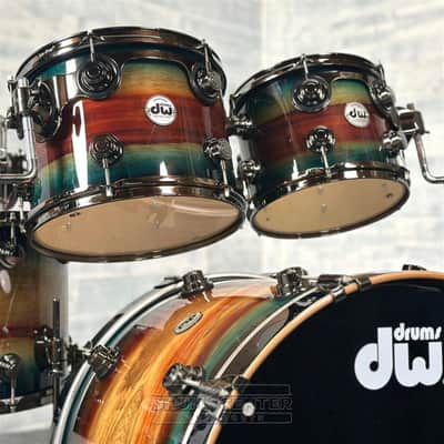 DW Collectors SonicPly 6pc Drum Set Royal Blue Burst Padauk w/Black Hw image 2