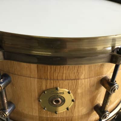 Scott’s Custom Drums 6 1/2”x14” oak stave snare drum 2024 - Natural lacquer image 14