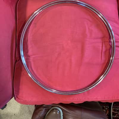 Pearl 22 Steel/Chrome Bass Drum Hoops 1978 - Black Inlay image 4