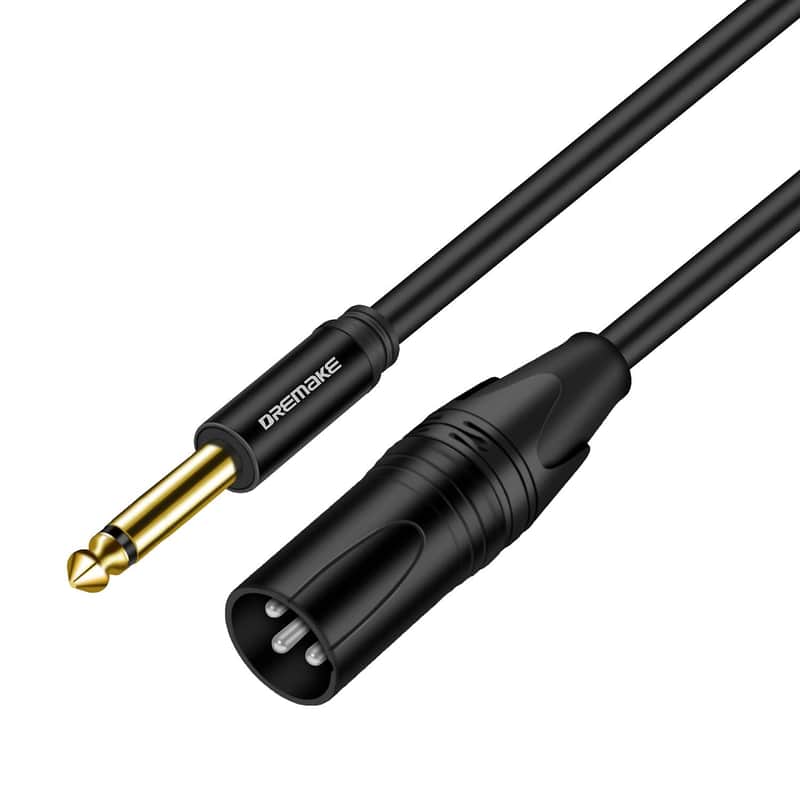 3-Pin XLR Male to TS 1/4 (6.35mm) Mono Jack Male Unbalanced Microphone Interconnect Cable, Quarter Inch to XLR Mic Audio Cord for Mixing Boards, Studio Harmonizers - Black/20 Feet image 1