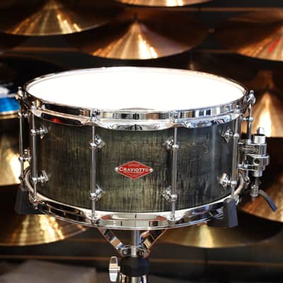 Craviotto Private Reserve 6.5X14" Snare Drum Curly Maple (Ebonized & Green Stained Oil Finish) image 1