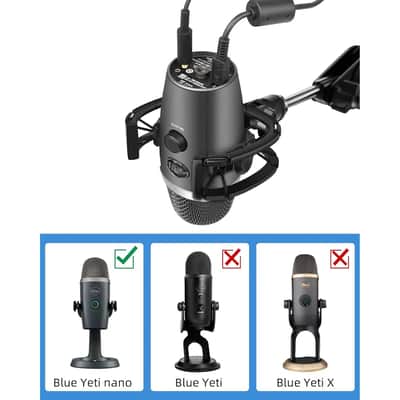 Yeti Nano Shock Mount With Pop Filter, [Custom Built For Yeti Nano Mic] Anti-Vibration Suspension Shock Mount Holder Clip Compatible With Blue Yeti Nano Microphones image 4